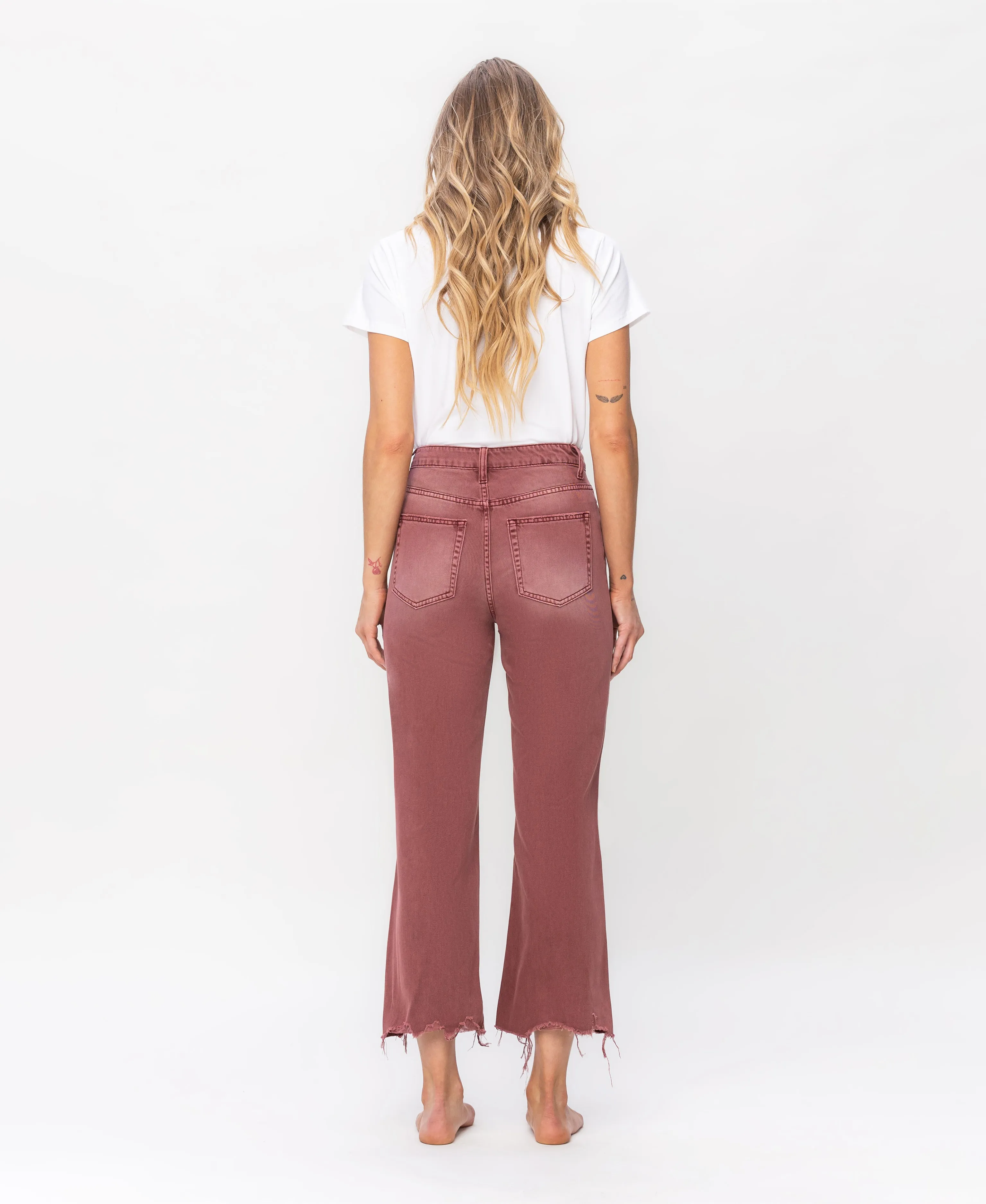 Russet Brown - Super High Rise 90's Vintage Crop Flare Jeans