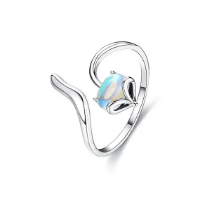 s925 Moonstone Fox Jump Plain Ring