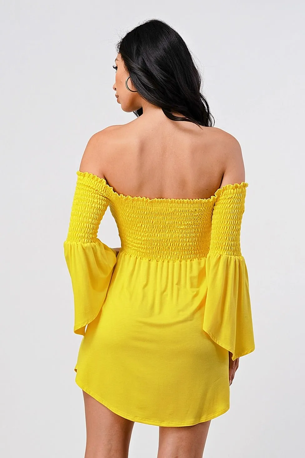 Sasha Off-Shoulder Mini Dress Yellow