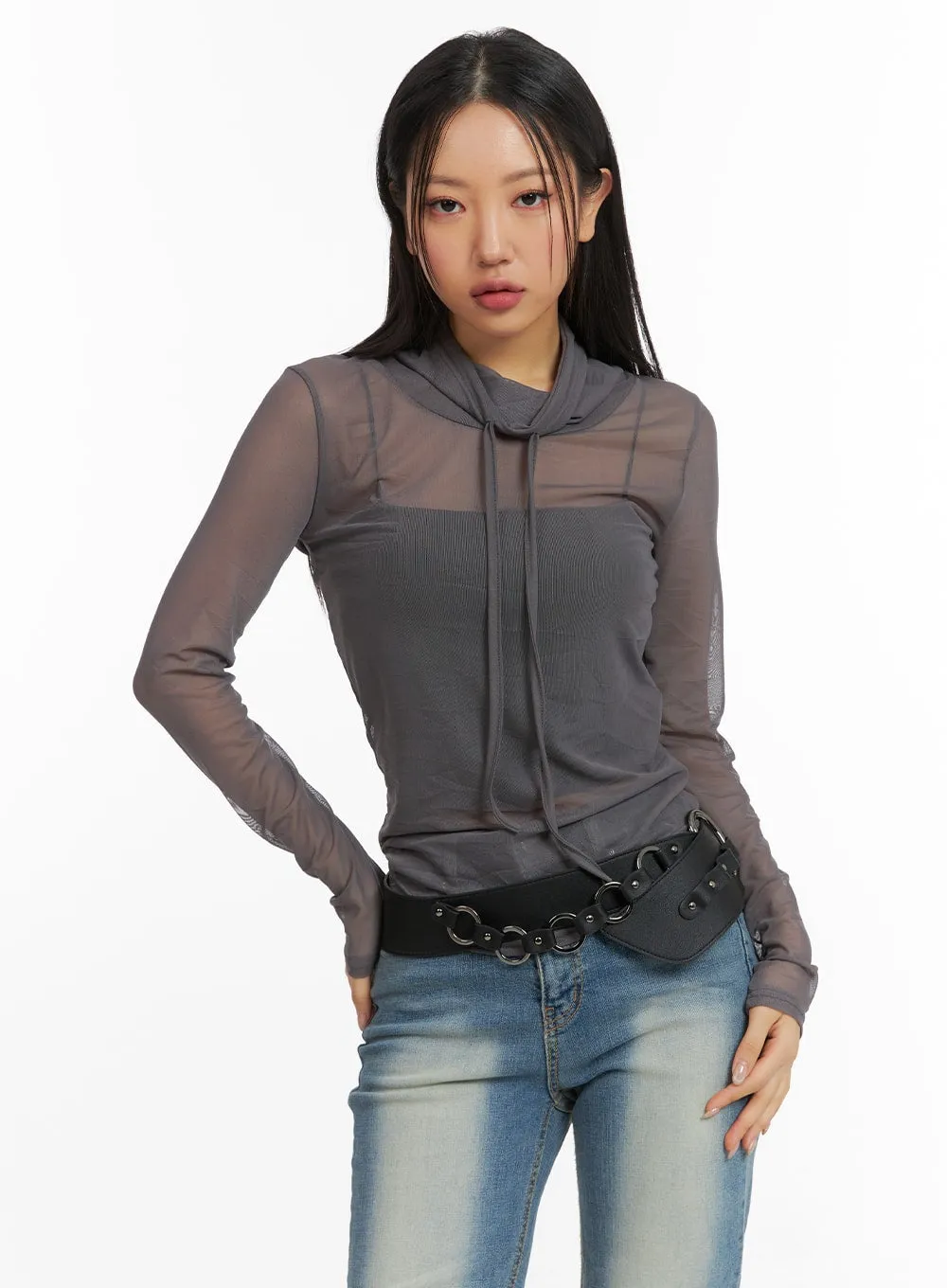 Slim Fit Sheer Top CJ426