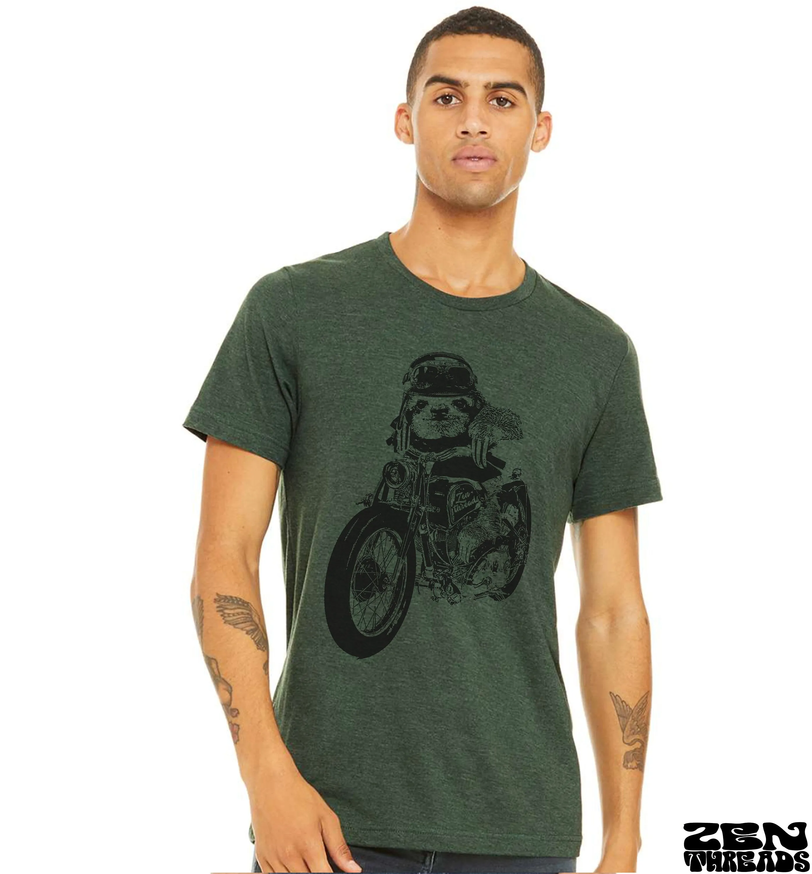 Sloth Cyclist Tee - Custom Color Printed Unisex T-Shirt Costa Rican Bike Motor