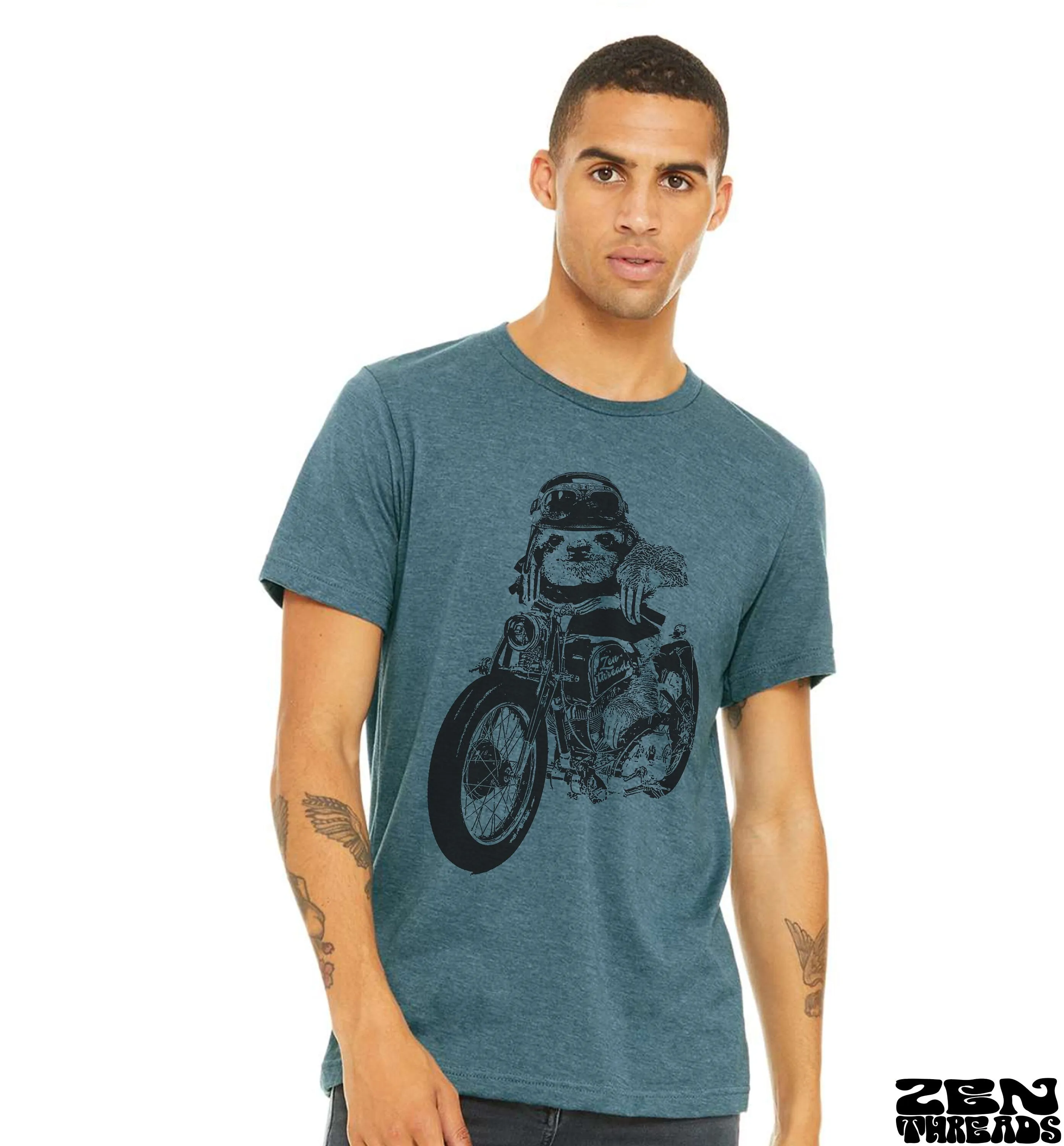 Sloth Cyclist Tee - Custom Color Printed Unisex T-Shirt Costa Rican Bike Motor