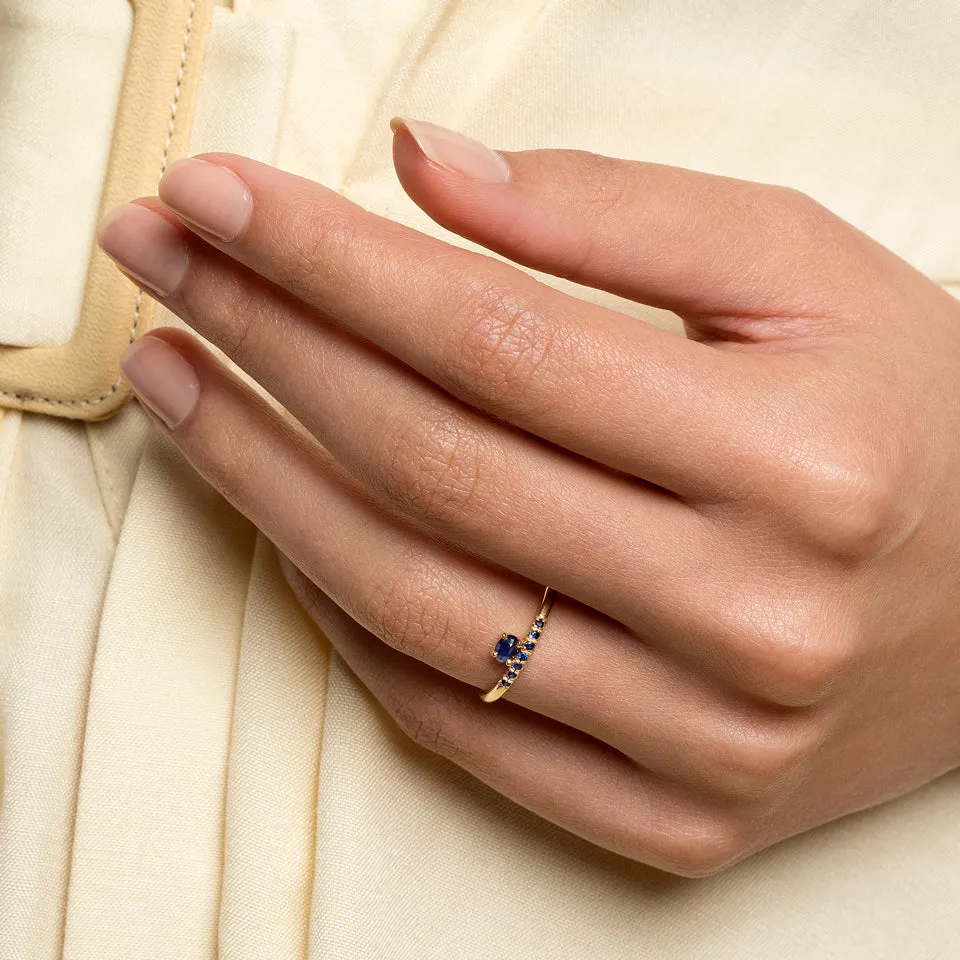 Stacked Ring - Sapphire & Black Diamond