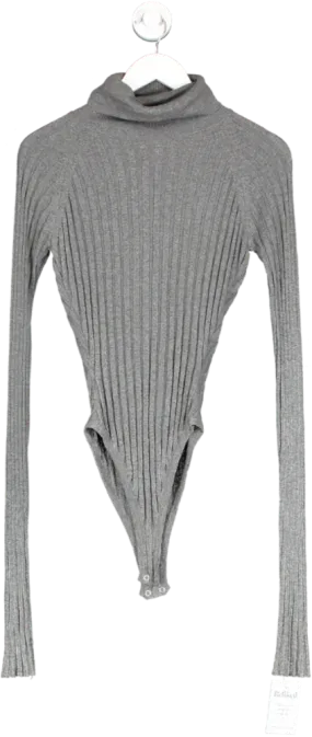 Stefanie Giesinger x nu-In Grey Turtle Neck Extra Long Sleeve Ribbed Bodysuit UK XXS