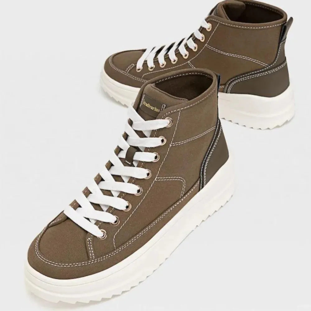 STRADIVARIUS Fabric High Top Trainers Women