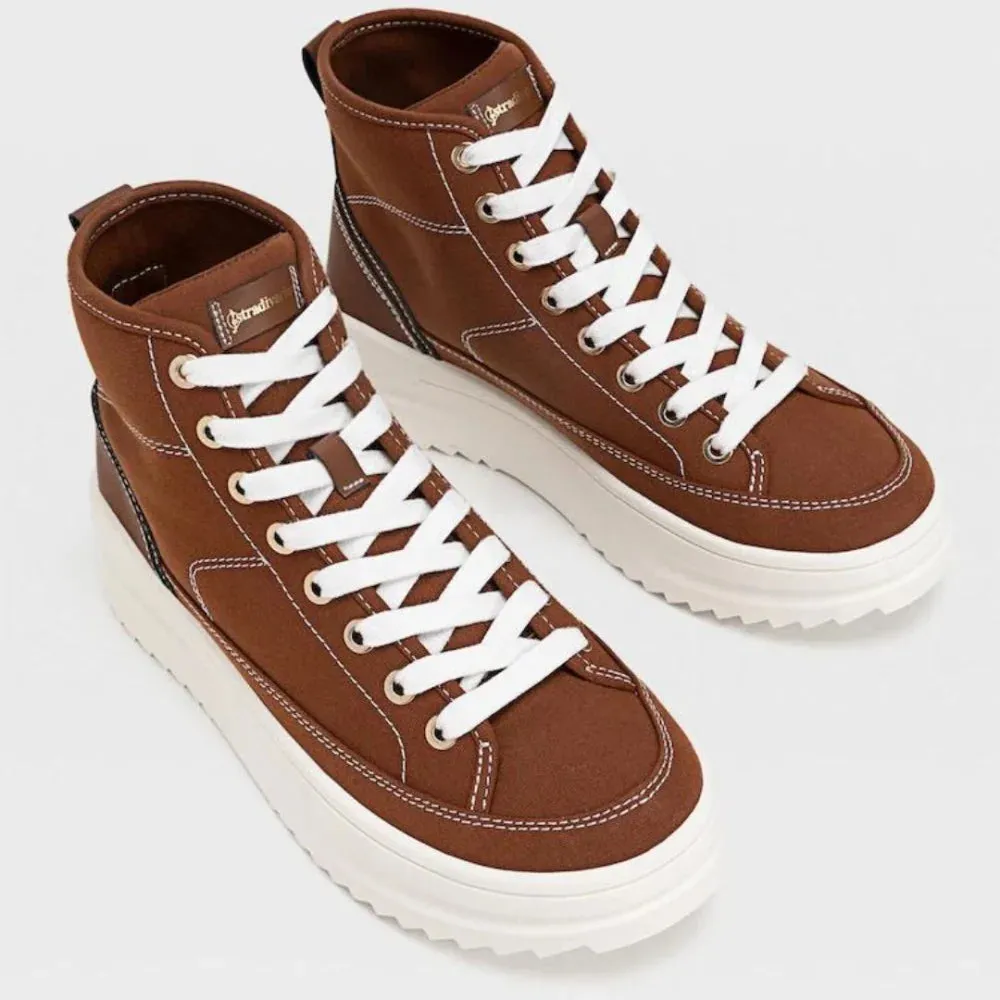 STRADIVARIUS Fabric High Top Trainers Women