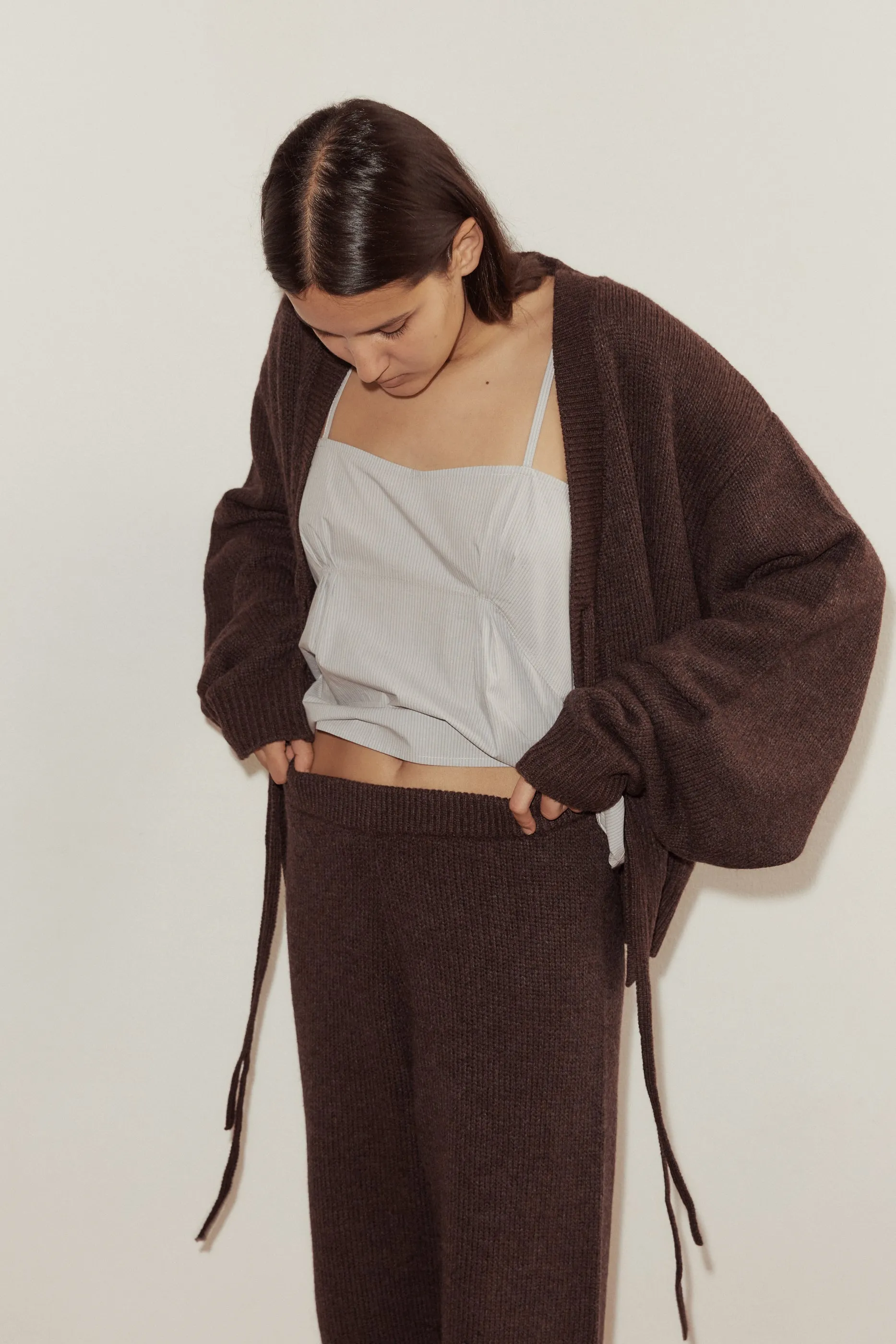 Straight Leg Knit Pants - Plum