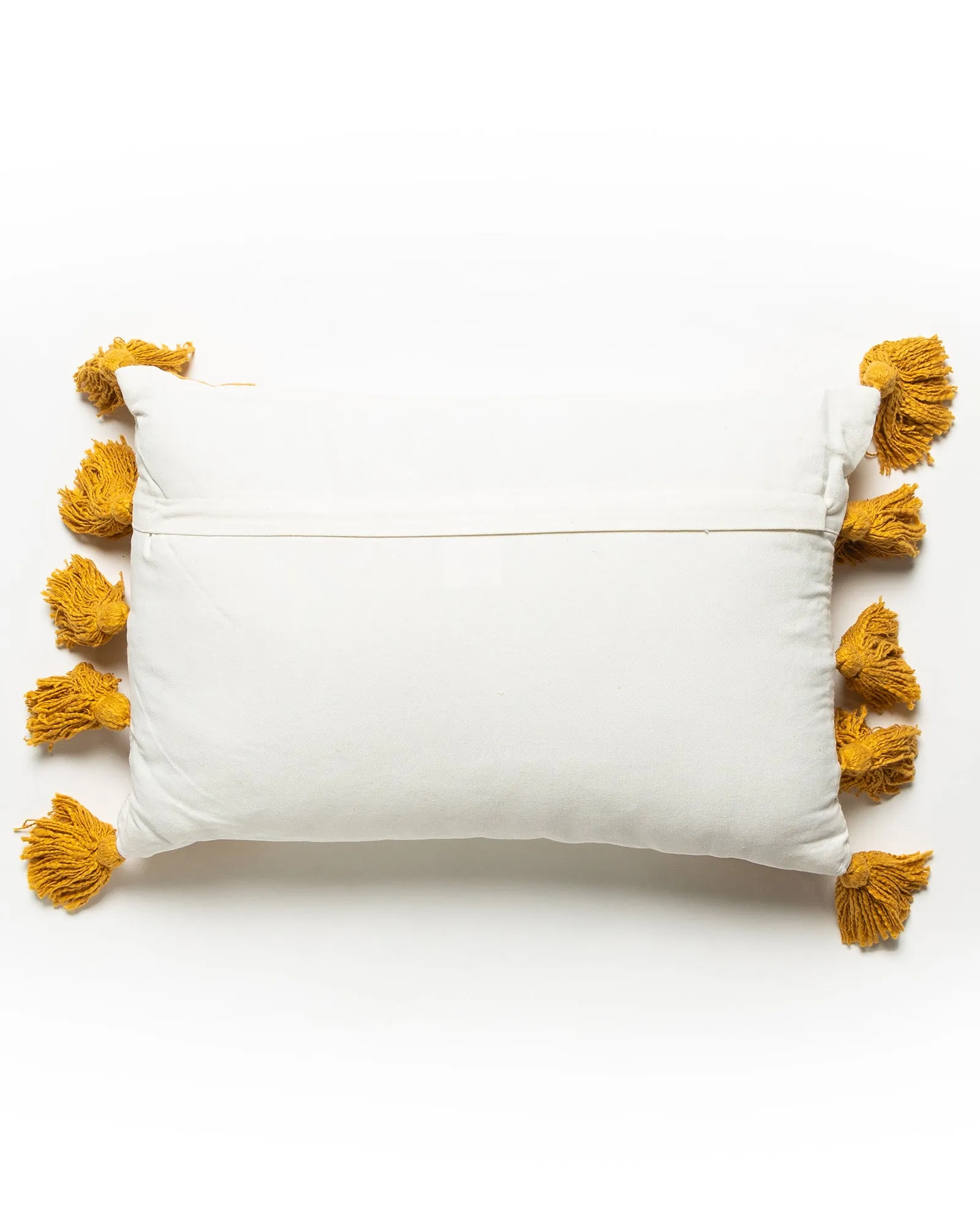 Tassel Cushion - White/Mustard