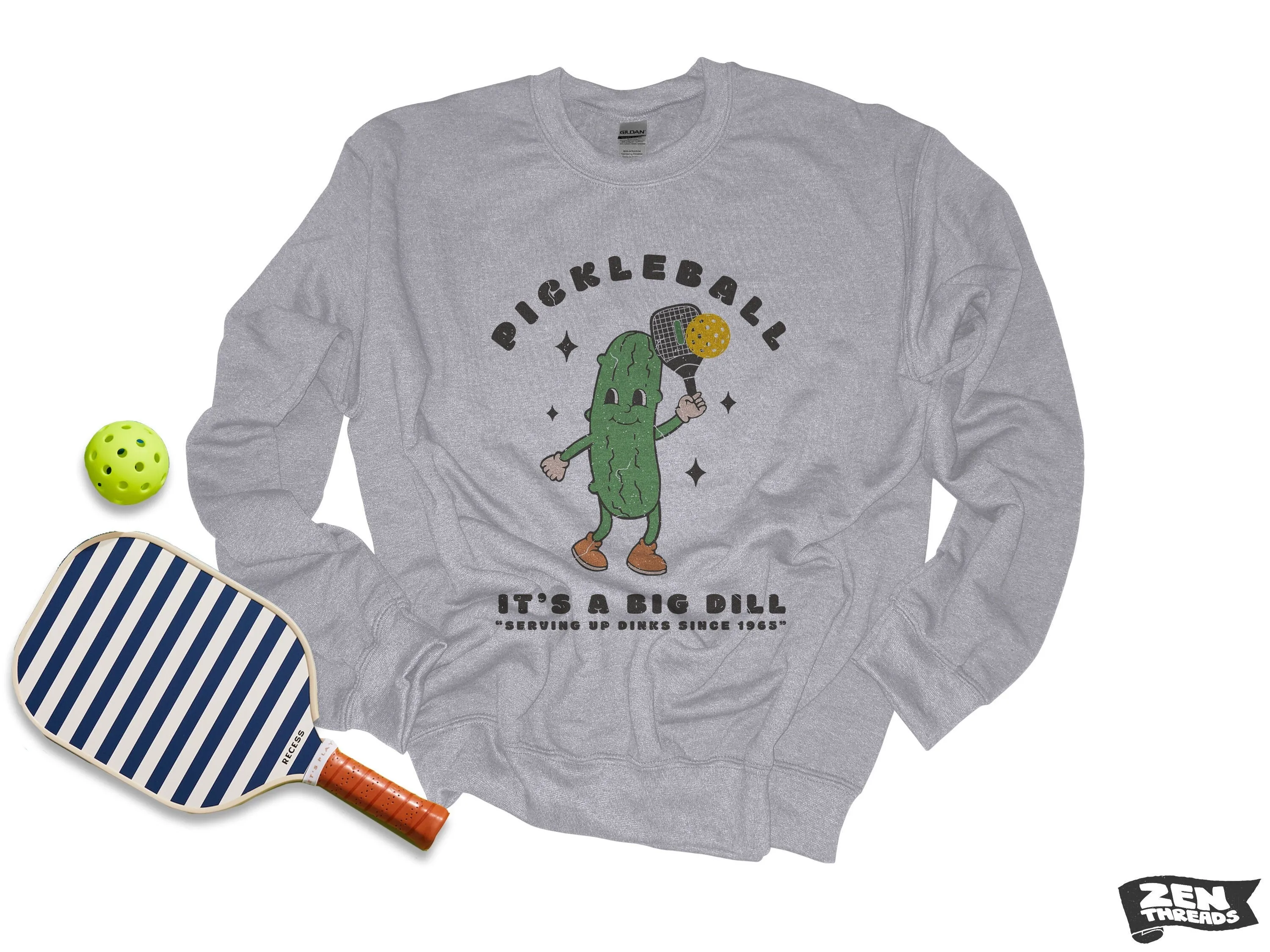 Unisex Big Dill Pickleball Sweatshirt - Vintage Sport Design