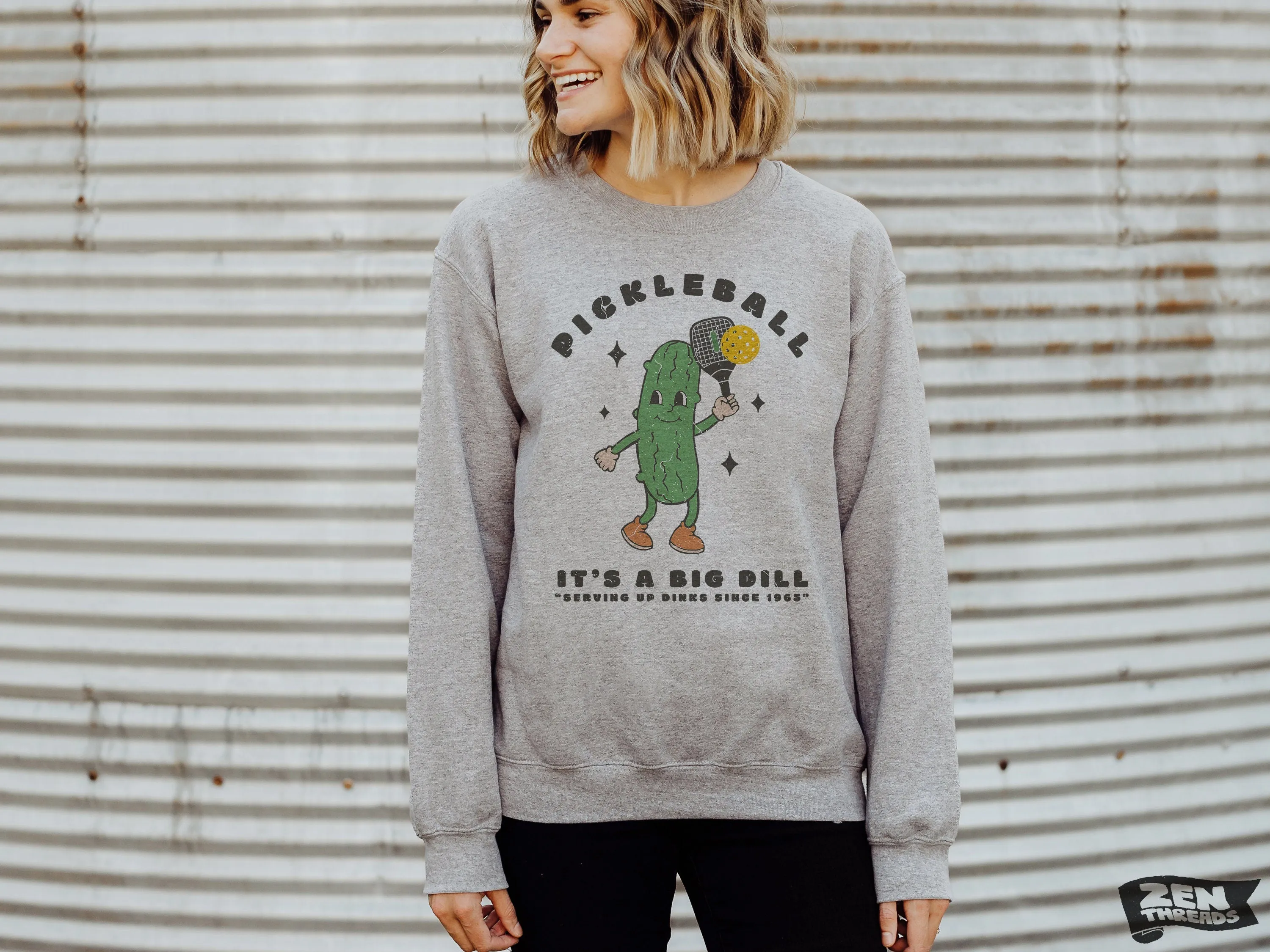 Unisex Big Dill Pickleball Sweatshirt - Vintage Sport Design