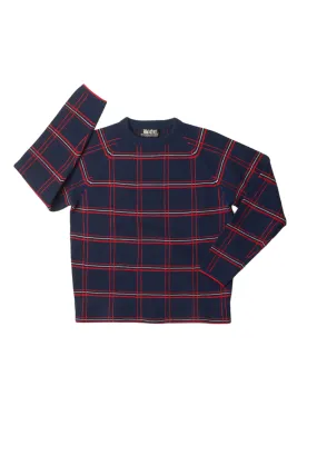 VINTAGE SKI SWEATER| navy plaid