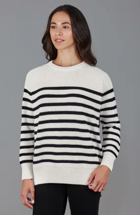 Womens Cotton Ribbed Breton Jumper