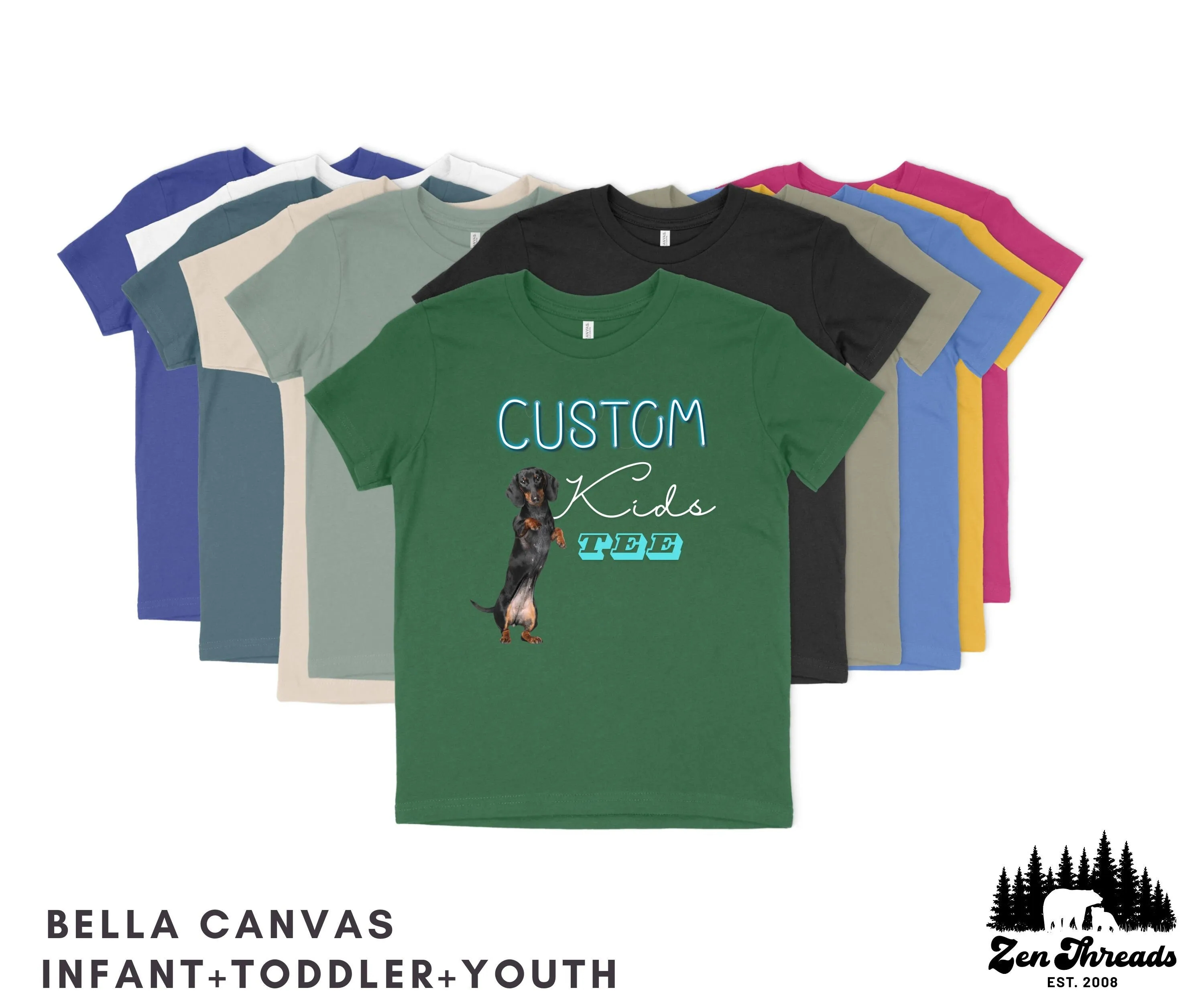 Youth Toddler Infant CUSTOM Bella Canvas -Eco print unisex personal team birthday party group family friends school t-shirt tee personalized